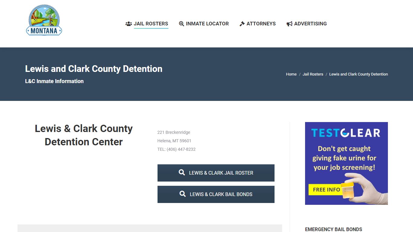 Lewis and Clark County Detention - MONTANA JAIL ROSTER